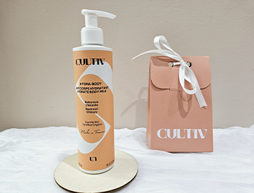 Hydra Body lait corps Cultiv, un lait corps à base de betterave et chicorée sauvage, fabriqué en France avec des ingrédients naturels.